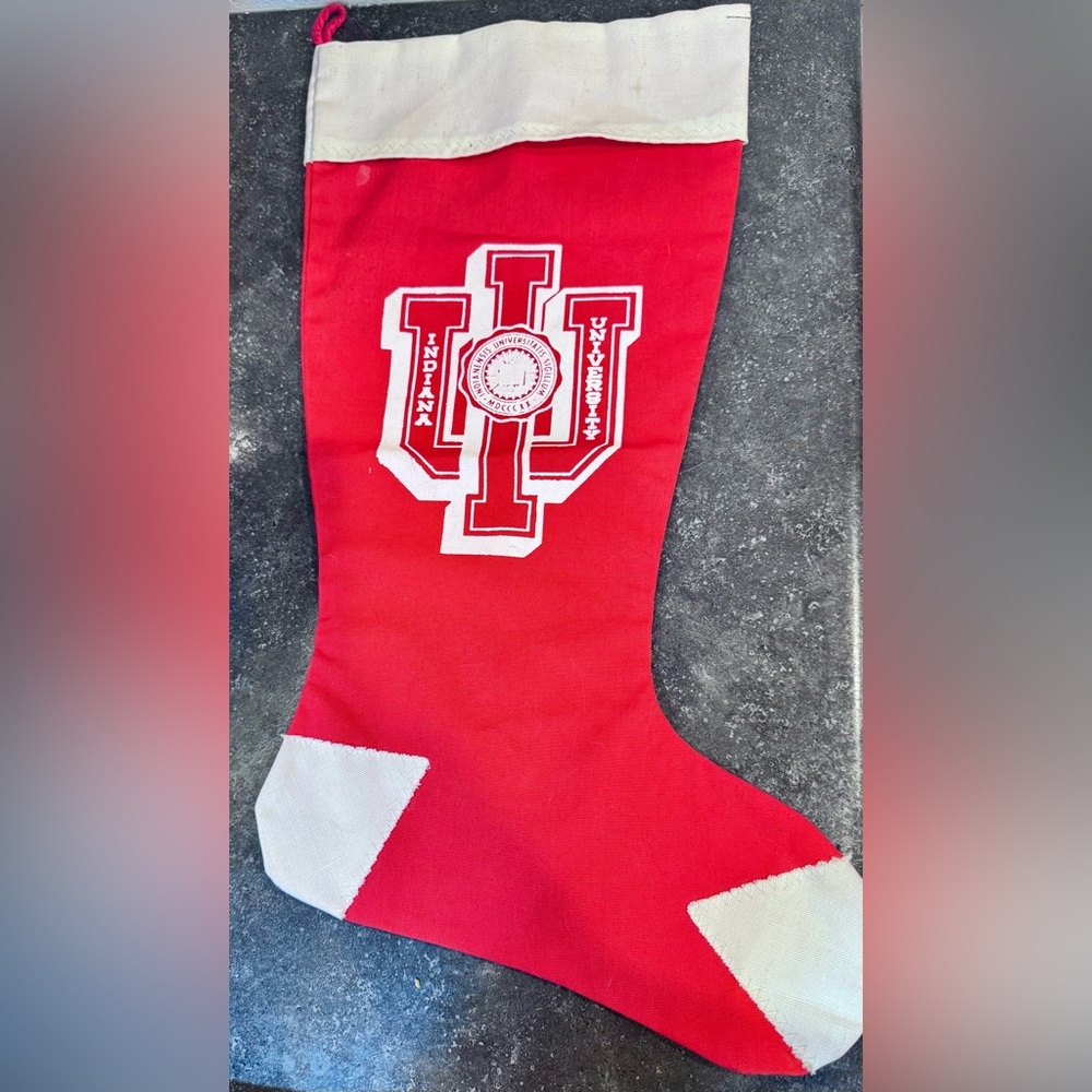 Vintage Indiana University Red Christmas Stocking